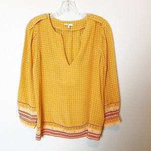 Joie Silk V Neck Ditsy Amy Long Sleeve Blouse XS